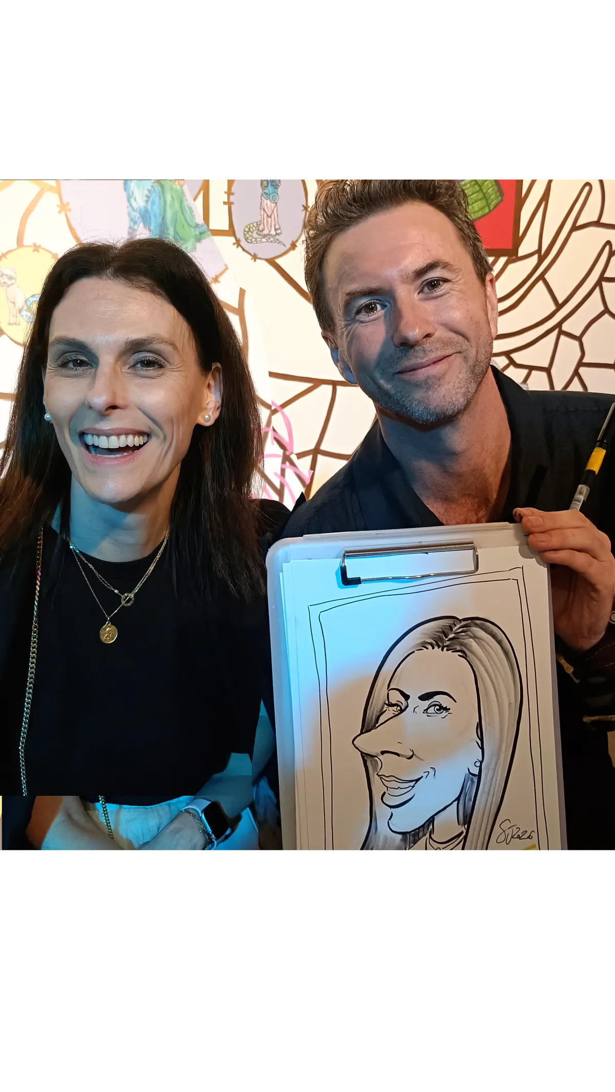 Caricature artwork: EY Archibald Opening VIP Party AGNSW